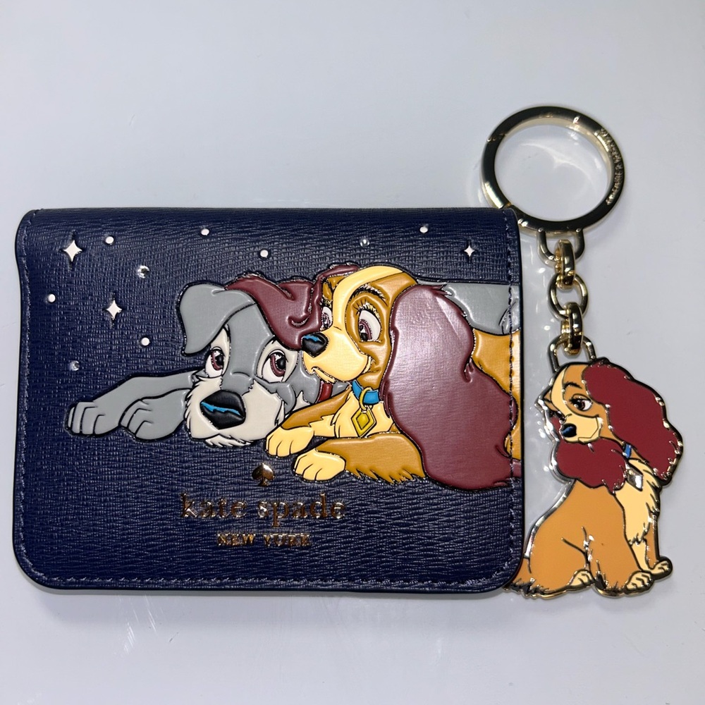 kate spade navy Lady & Tramp Card Case with Dog Keychain